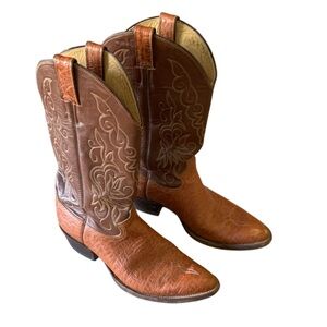 Justin Vintage Brown Cognac Leather Western Boots - 9.5 D - Style C 7049